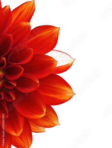 A vibrant red flower with layered petals against a white background.