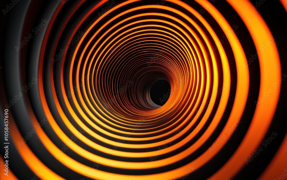 Fototapeta premium Abstract Orange Spiral Tunnel Background