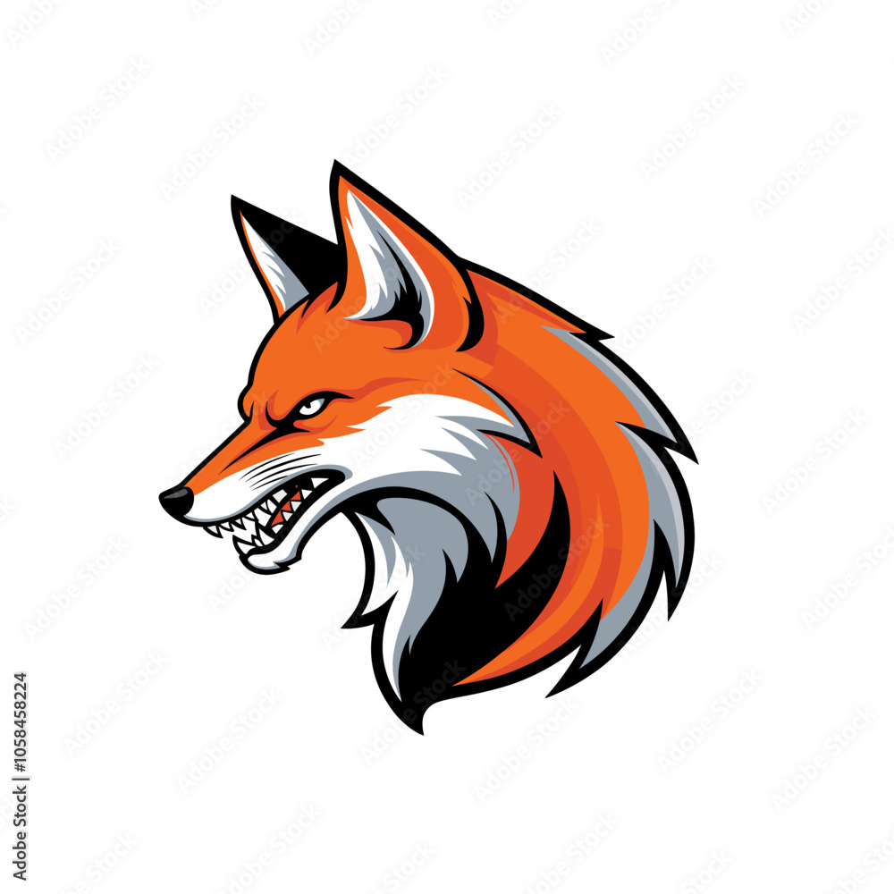 An intense and fierce fox head illustration with sharp, angular fur lines. The vibrant orange and bold expression radiate strength and determination. An intense and fierce fox head illustration with sharp, angular fur lines. The vibrant orange and bold expression radiate strength and determination.