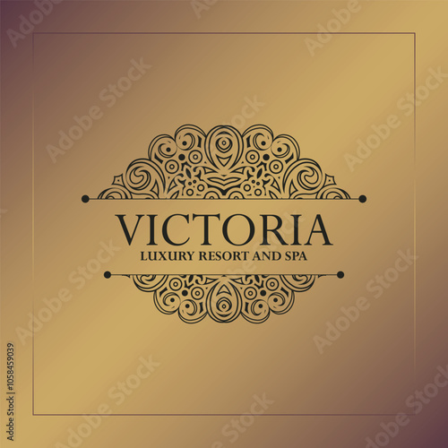 Luxury hotel label template. Trendy vintage royal ornament frames illustration.