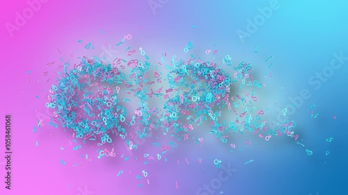 3d morphing animation baby gender reveal party where the gender sign turns to the word Girl.