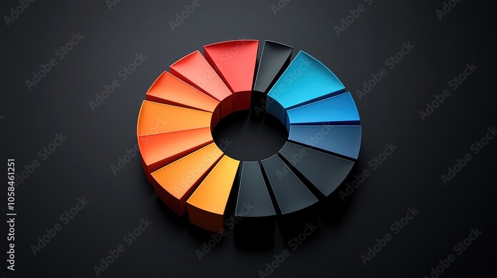 Obraz premium Colorful Circular Segments on Dark Background