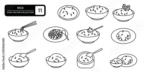 Rice icon collection, editable and resizable vector icon templates
