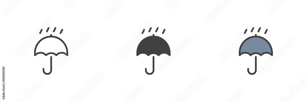 Keep dry symbol different style icon set Keep dry symbol different style icon set