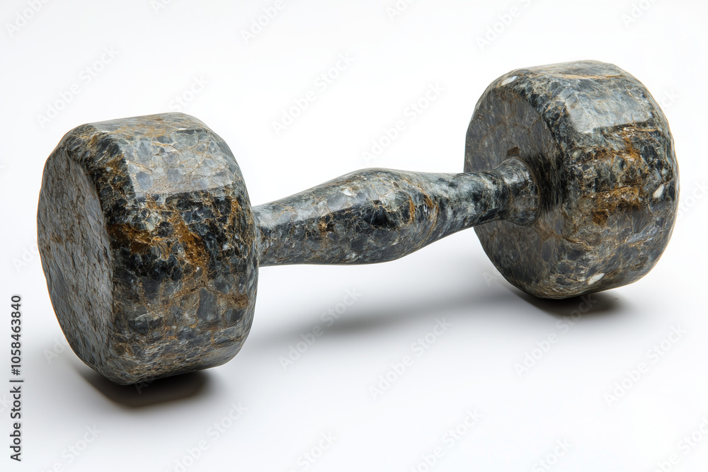 Dumbbell made of marble stone isolated on white background. Dumbbell made of marble stone isolated on white background.