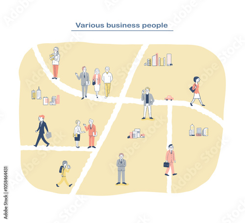 道を歩いているさまざまな人々　ビジネスパーソン3