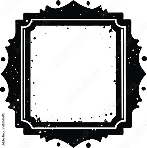 Grunge Stencil Frame with Distressed Dirt Texture Border on White Background