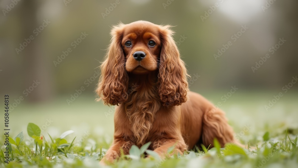 A brown dog laying in the grass looking at the camera A brown dog laying in the grass looking at the camera