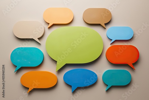 Colorful Speech Bubbles,Suitable for presentations, blogs, or social media posts about communication, teamwork, or brainstorming.