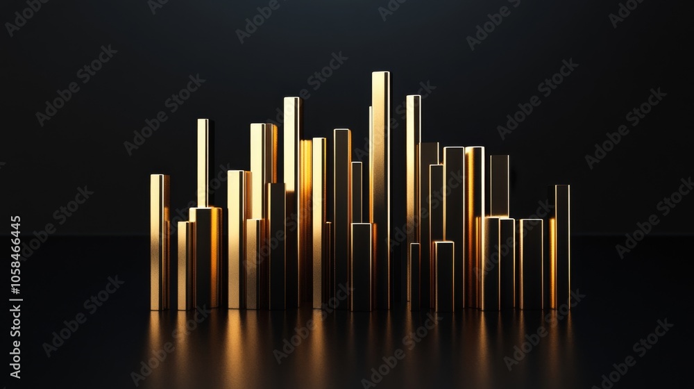 Golden Abstract Bars in Artistic Display Golden Abstract Bars in Artistic Display