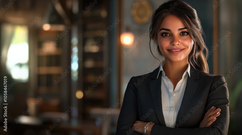 Hispanic smiling toothy Latino Indian successful confident Arabian businesswoman worker lady boss female leader girl business woman posing crossed hands looking at camera in office corporate portrait Hispanic smiling toothy Latino Indian successful confident Arabian businesswoman worker lady boss female leader girl business woman posing crossed hands looking at camera in office corporate portrait