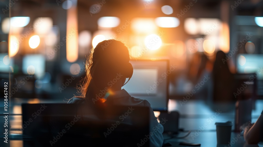 A person sits at a desk working on a computer. AI. A person sits at a desk working on a computer. AI.