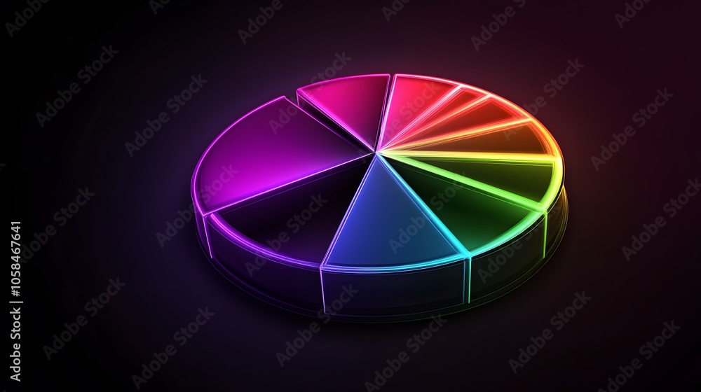 3D vector pie chart infographic template, semicircle form, divided into ...