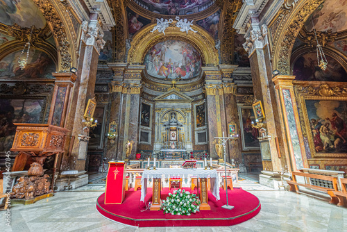 High altar in San Silvestro in Capite church (Basilica of Saint Sylvester the First). Rome, Italy