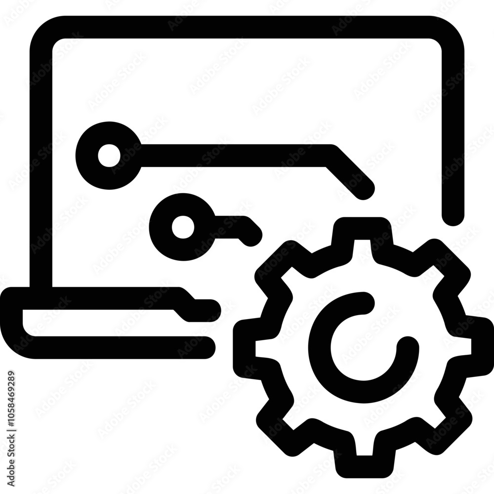 Simple vector icon on a theme repair, laptop setup Simple vector icon on a theme repair, laptop setup
