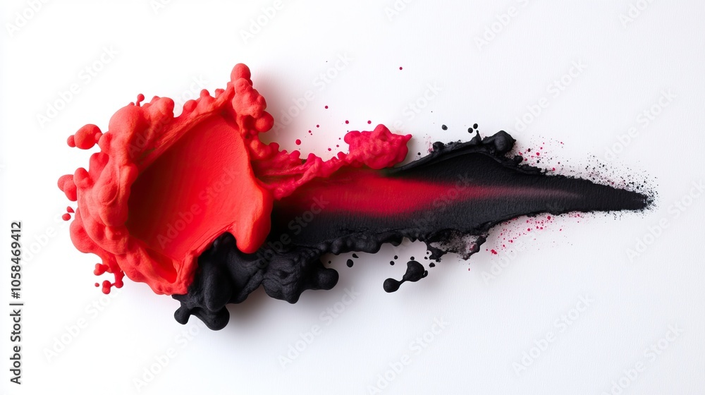 An artistic splash of vibrant red and black paint blends on a white background, showcasing dynamic movement and creativity. An artistic splash of vibrant red and black paint blends on a white background, showcasing dynamic movement and creativity.