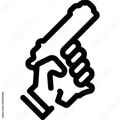 Simple vector icon on a theme gun in hand