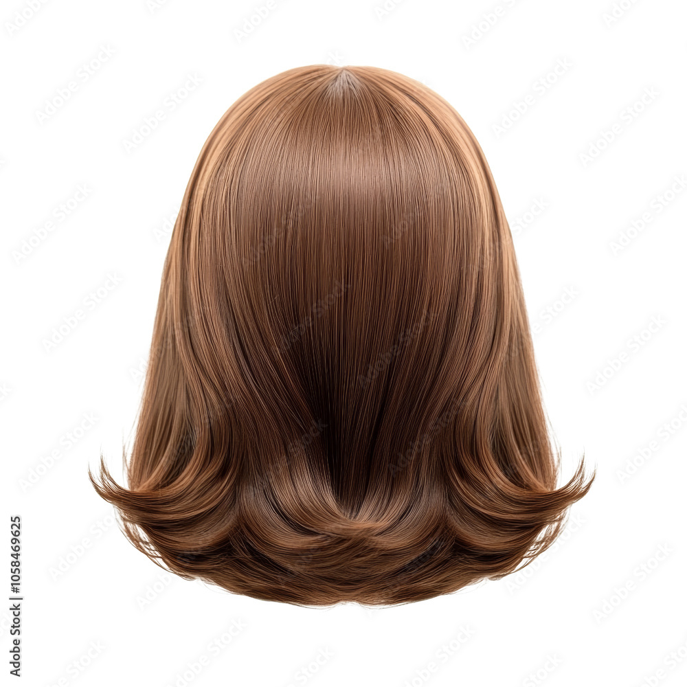 Naklejka premium Back View. Modern Women's Fashion Wig isolated png