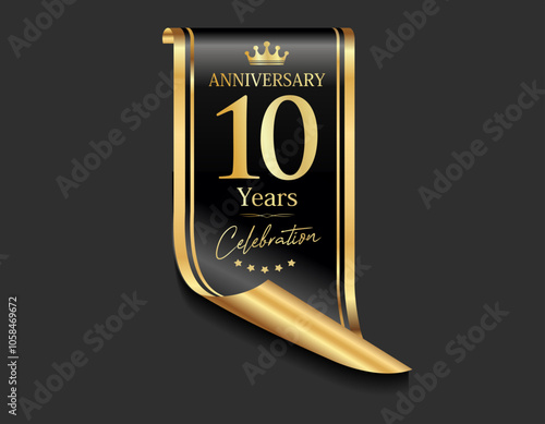 Anniversary sign isolated on black background 
