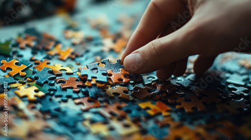 People holds in hand a jigsaw puzzle. Business solutions, success and strategy.