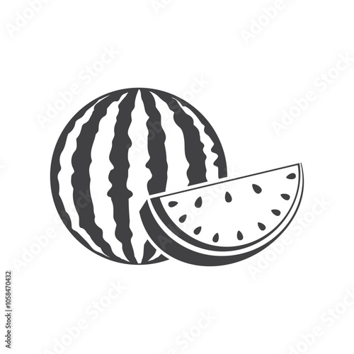 Watermelon icon in flat style. Fresh sweet and healthy fruit vector illustration on isolated background. Summer food sign business concept.