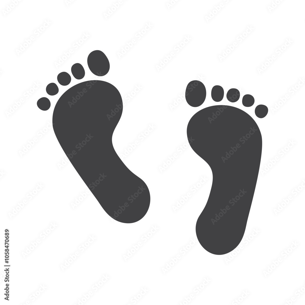 Footprint icon in flat style. Footpath step vector illustration on isolated background. Foot print sign business concept. Footprint icon in flat style. Footpath step vector illustration on isolated background. Foot print sign business concept.