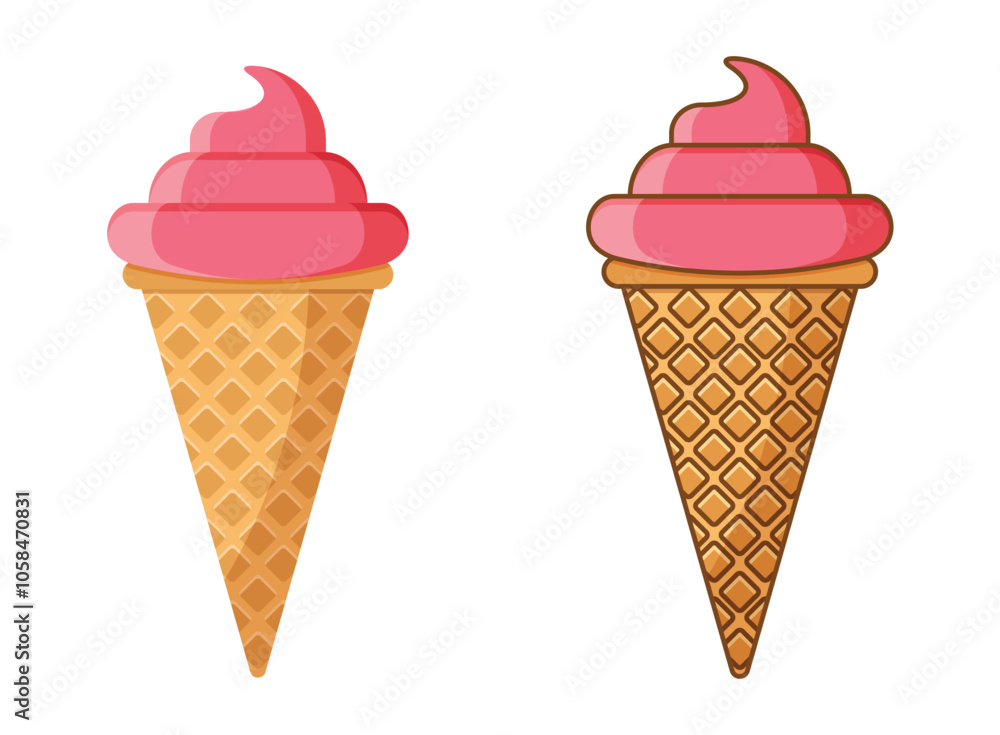 Ice cream icon in flat style. Tasty dessert vector illustration on isolated background. Sweet eating sign business concept. Ice cream icon in flat style. Tasty dessert vector illustration on isolated background. Sweet eating sign business concept.