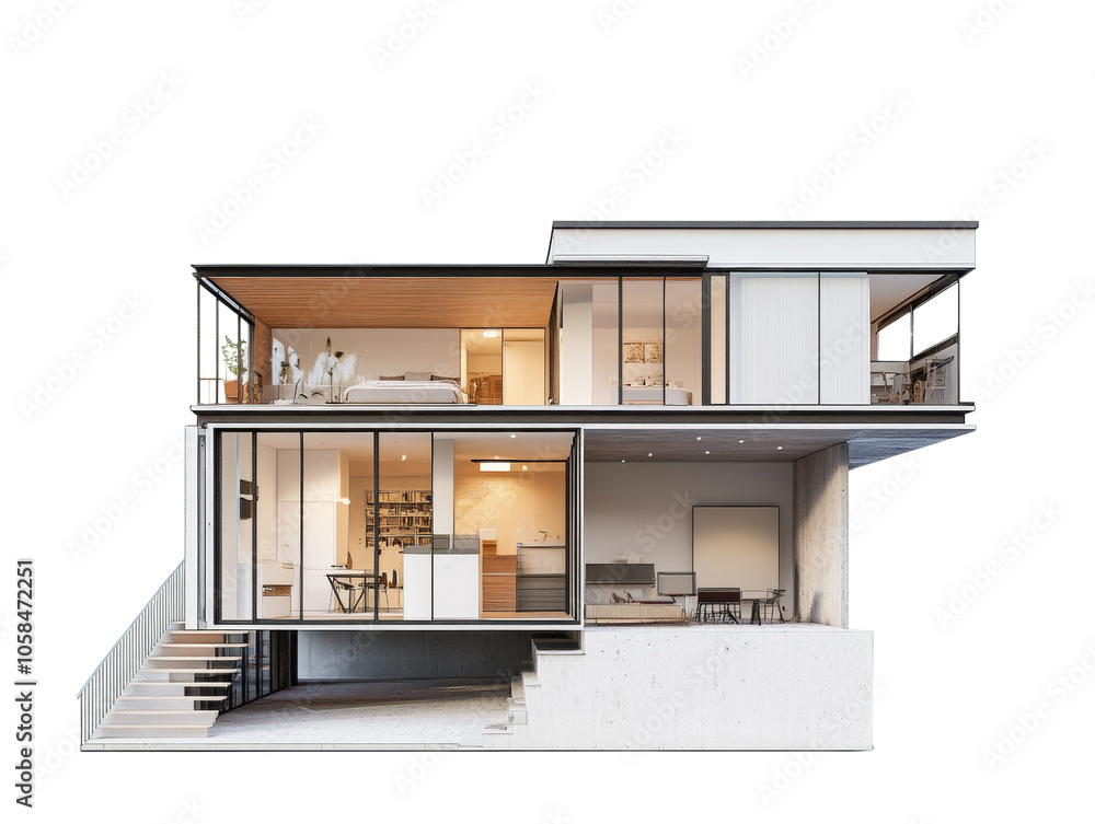 Split-Level House Front View isolated PNG Split-Level House Front View isolated PNG