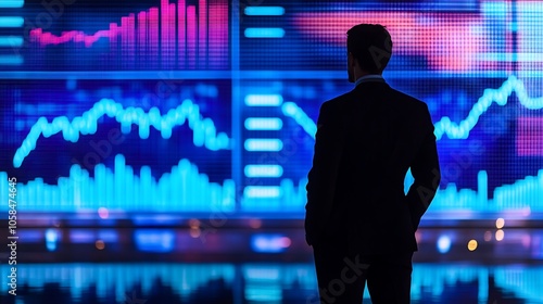 Stock Market Analyst Observing Charts Subtle Blur Background with Space for Custom Text