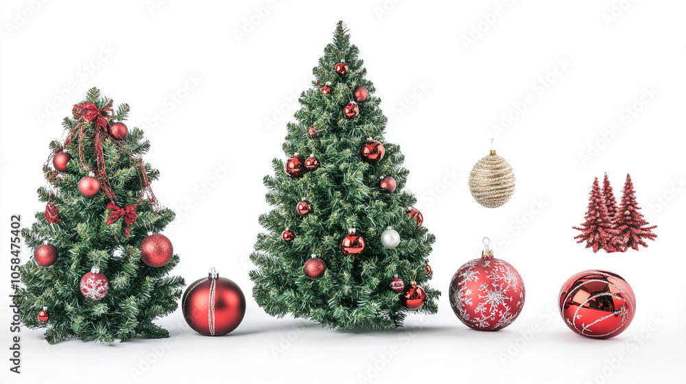 Christmas Tree with Ornaments on White background Christmas Tree with Ornaments on White background