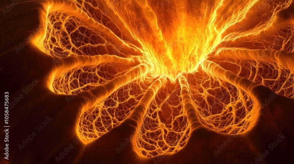 Obraz premium A top view captures a glowing orange pumpkin, emphasizing its intricate lines and texture, perfect for highlighting the pumpkins unique features with ample copy space.