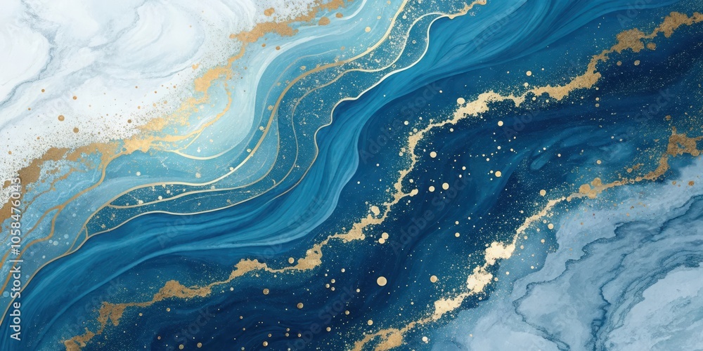 Abstract Blue and Gold Swirling Marble Texture with Scattered Gold Flecks and a Subtle White Underlayer Abstract Blue and Gold Swirling Marble Texture with Scattered Gold Flecks and a Subtle White Underlayer