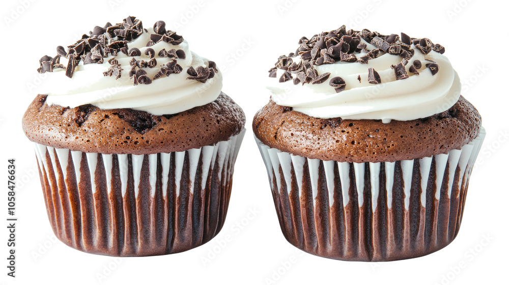 Chocolate Muffins With Creamy Frosting on Clear Background Generative AI Chocolate Muffins With Creamy Frosting on Clear Background Generative AI