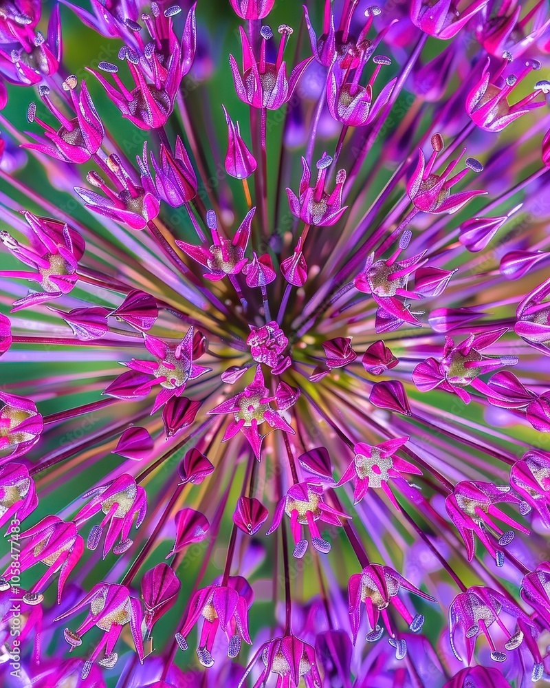 Obraz premium Close-up of vibrant purple flower buds on a striking colorful background.