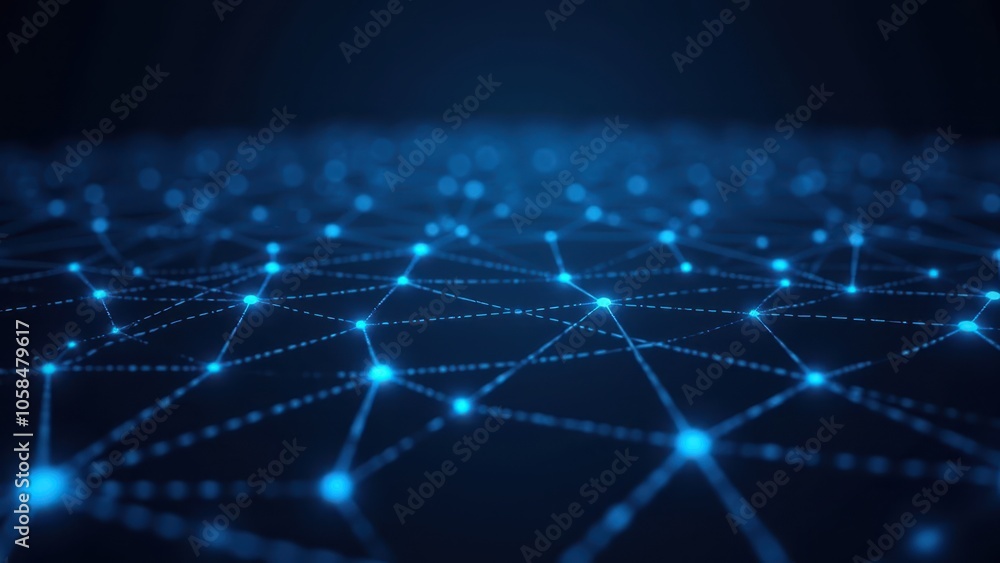 Obraz premium Abstract Blue Network Data Visualization Concept