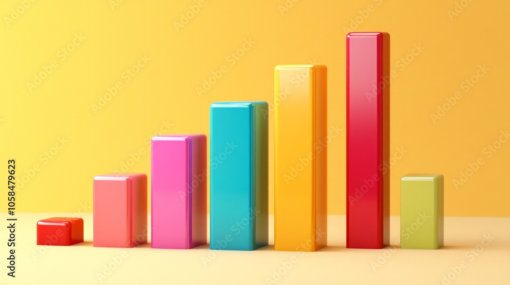 Colorful Bar Graph on Yellow Background Colorful Bar Graph on Yellow Background