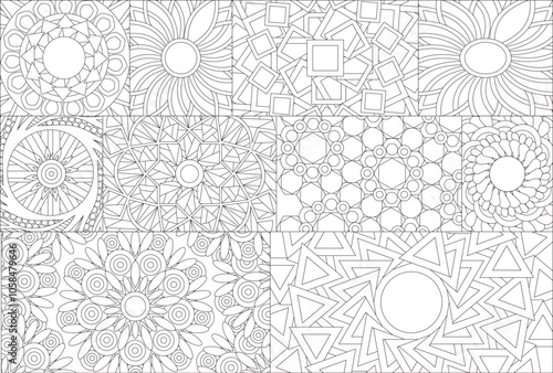 big mosaic zentangle collage christmas themed coloring page for adults detailed intricate  zen mandala patterns for kids