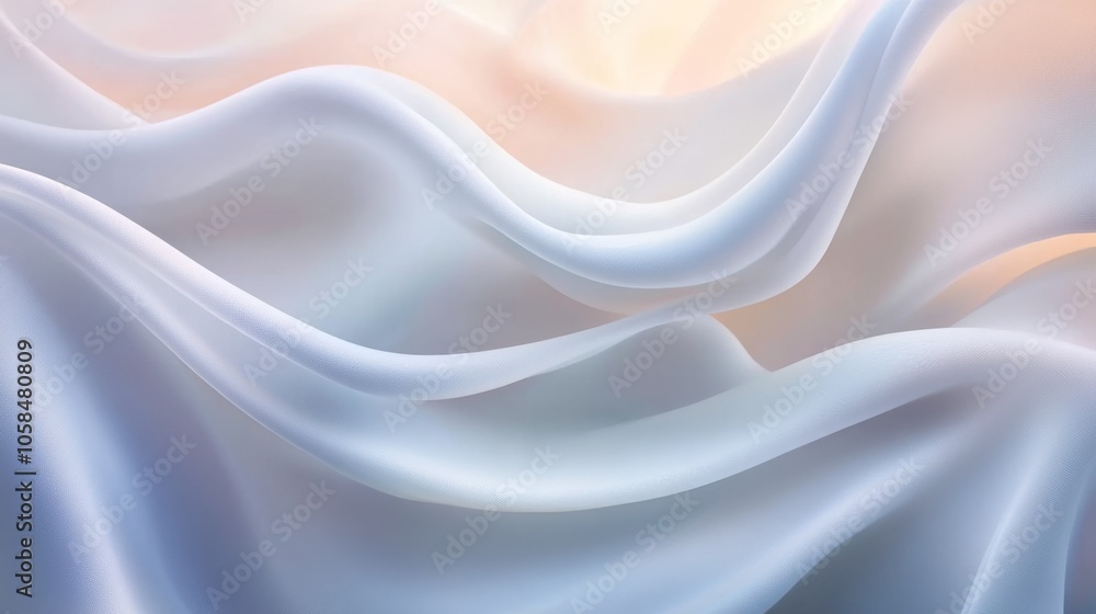 Obraz premium 2410_097.white layered abstract design, gently flowing and overlapping in a three-dimensional effect, minimalist and modern, soft waves with delicate gradients, smooth surface with a calming and