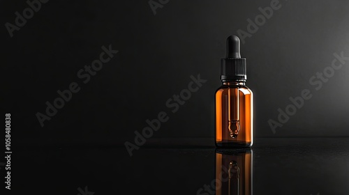 A 30 ml dropper bottle designed for oils and liquids, highlighting a sleek classic style with a black pipette, presented with ample copy space and no background distractions. photo