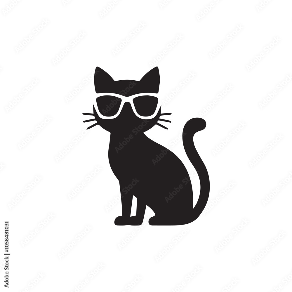 Obraz premium Black cat icons isolated on white background vector animal icon 