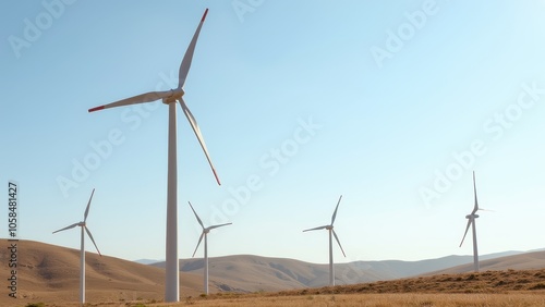 Scenic Wind Turbines in Open Landscape