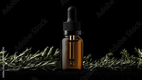 A 30 ml dropper bottle designed for oils and liquids, highlighting a sleek classic style with a black pipette, presented with ample copy space and no background distractions. photo