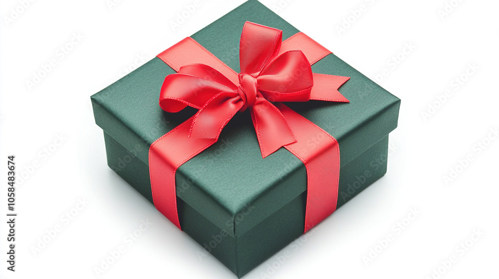 Green Gift Box Tied with Red Ribbon Green Gift Box Tied with Red Ribbon