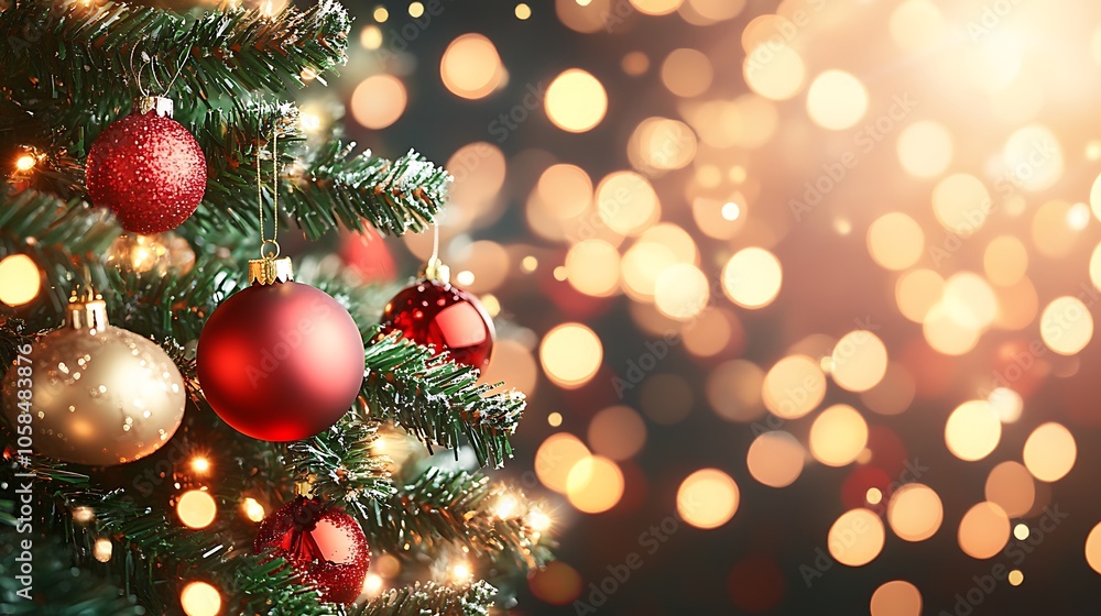 Christmas Tree with Ornaments and Lights Soft Pastel Background for Graphic Design Templates Christmas Tree with Ornaments and Lights Soft Pastel Background for Graphic Design Templates