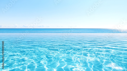 Swimming pool with clear water, isolated on a white background.