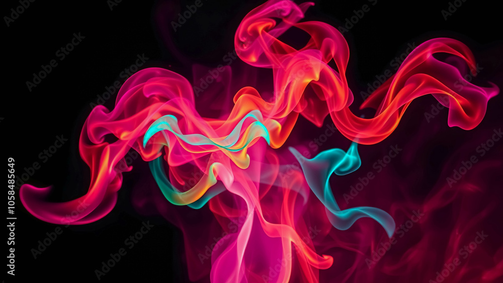 Abstract Swirls of Vivid Colors in a Dark Void Abstract Swirls of Vivid Colors in a Dark Void