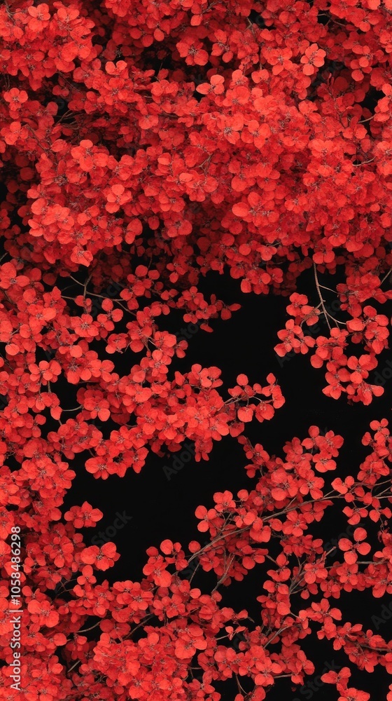 A vibrant display of red flowers against a dark background, emphasizing their beauty. A vibrant display of red flowers against a dark background, emphasizing their beauty.