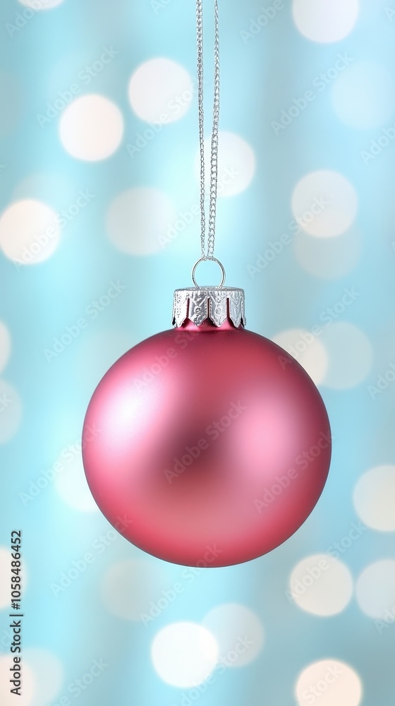 A red ornament hangs from a chain A red ornament hangs from a chain