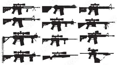 Collection of Assult rifles silhouette set