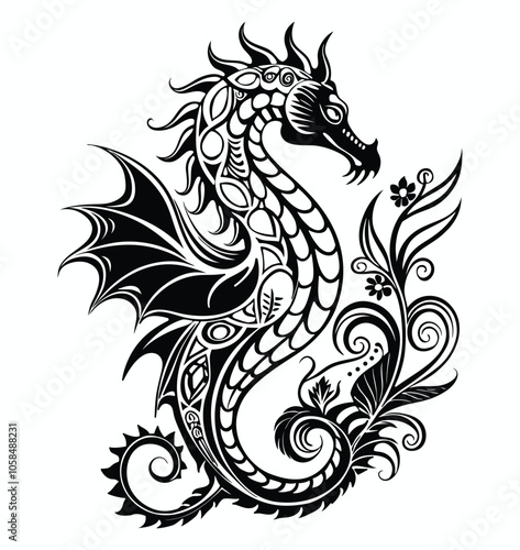 Wallpaper Mural Dragon stylized Illustration on White Background Torontodigital.ca